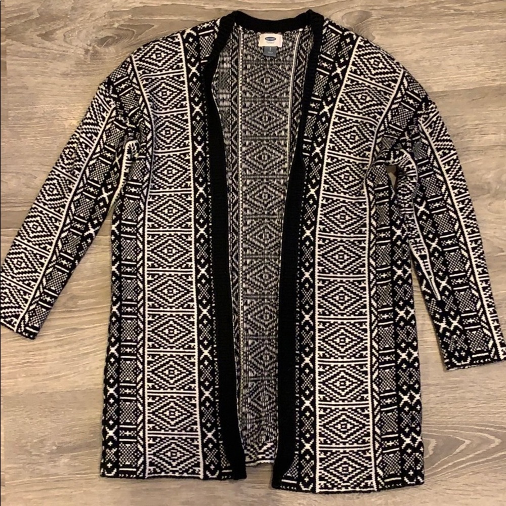 Black and a White patterned cardigan